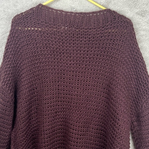 Easel Whimsigoth Burgundy Knit Sweater Floral Accent Boatneck Large - Picture 3 of 12